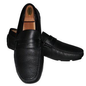 Canali 1934 Black Leather Driving Shoes 44 EU